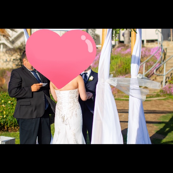 White fitted flare wedding dress - Picture 3 of 3